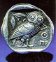 Owl symbol of Athena on Greek coin